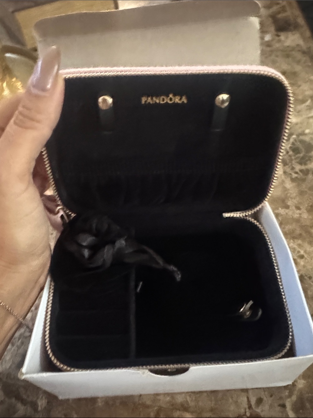 Pandora Black and Pink Zip Jewelry Travel Case